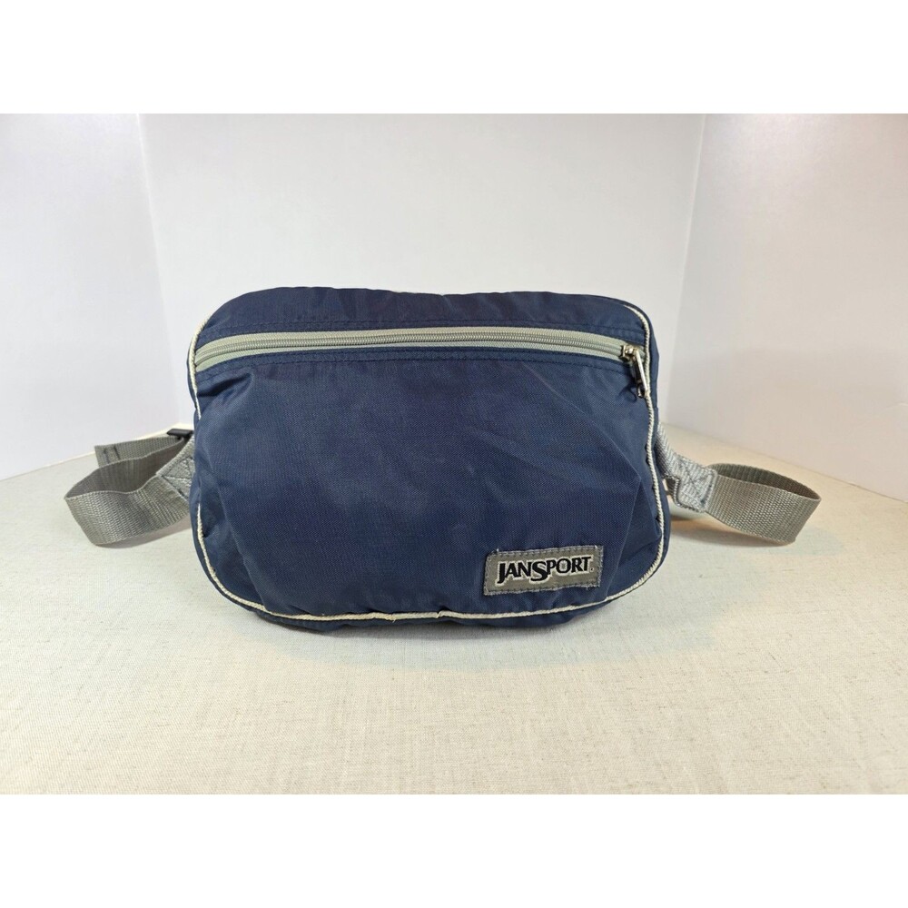 Vintage 90s JanSport Crossbody Chest Bag Sling Navy Blue Gray Y2K